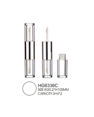 Two In One Thick Layer Empty Lip Gloss Bottle 3ml Mini Lipgloss Tubes With Silver Middle Part