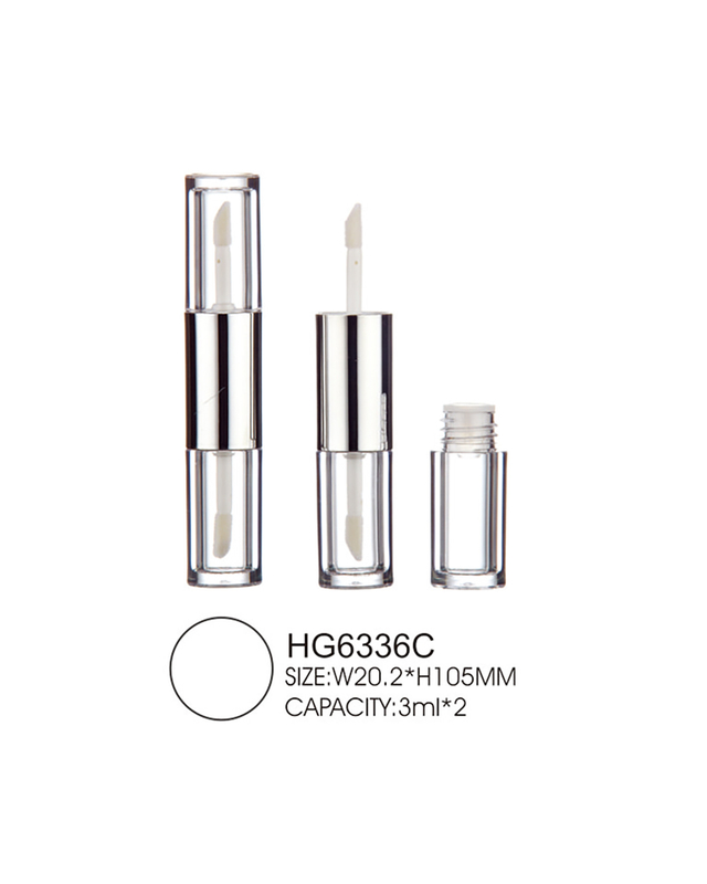 Two In One Thick Layer Empty Lip Gloss Bottle 3ml Mini Lipgloss Tubes With Silver Middle Part