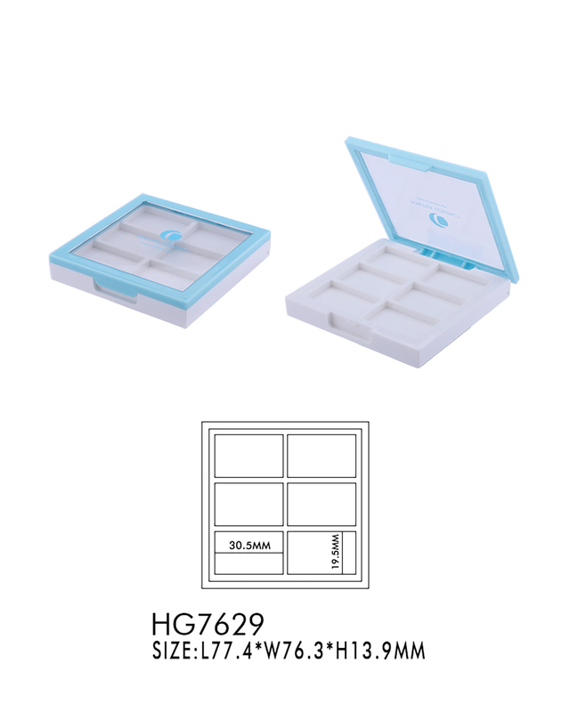 6 Colors Square Eyeshadow Makeup Case Flip Top Cap Empty Eyeshadow Cases