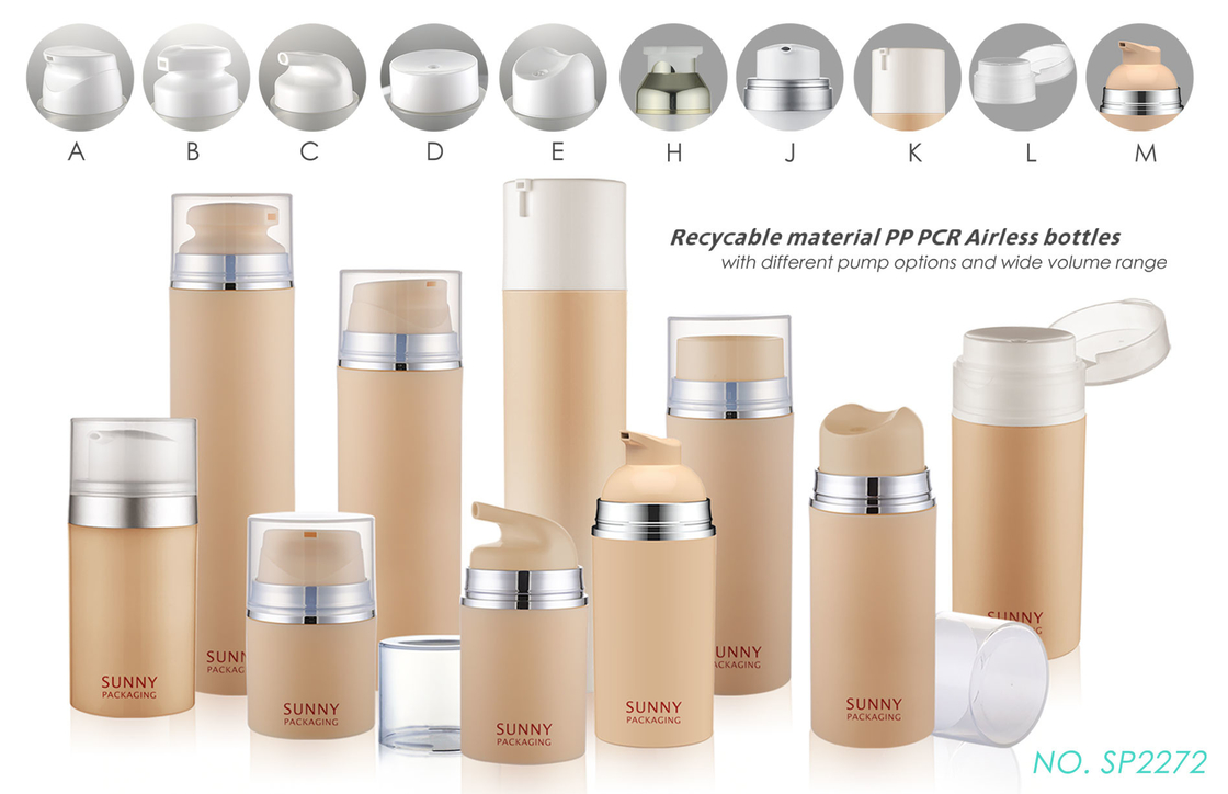 30ml 50ml 80ml 100ml 120ml 150ml 200ml recyclable PP& PCR airless pump bottle for cream,gel and lotion