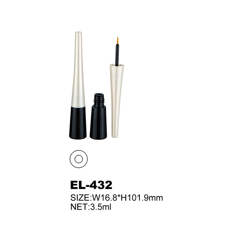 Plastic Cylinder Empty Eyeliner Bottle Featuring Brush Tip Applicator